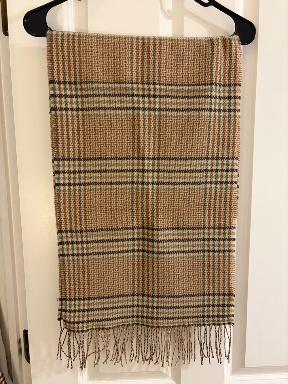 GAP Plaid Fringe Scarf in Tan, Cream, Black